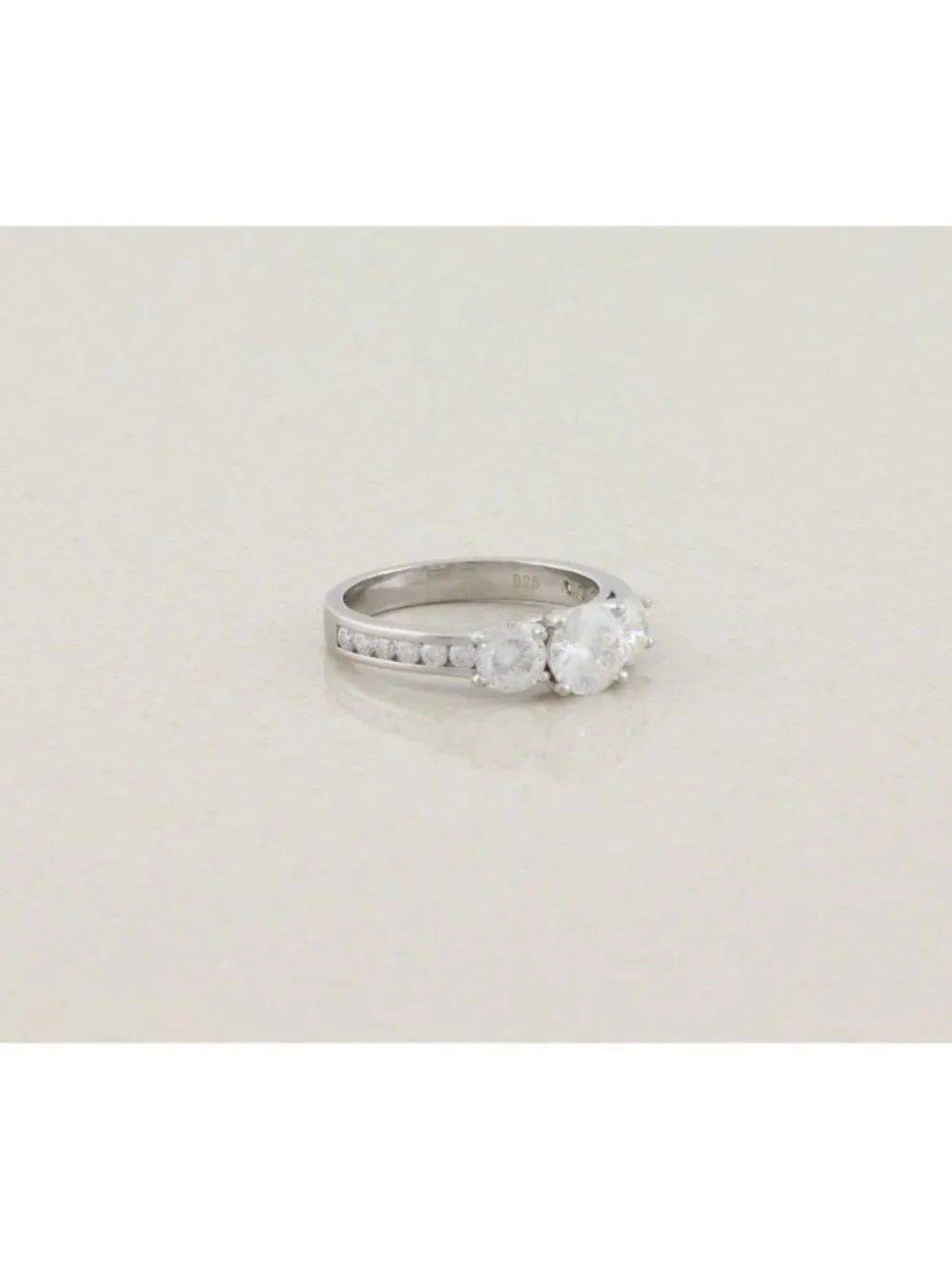 Sterling Silver Lab Created Moissanite Ring Sparkly 8 1/4  Engagement Ring